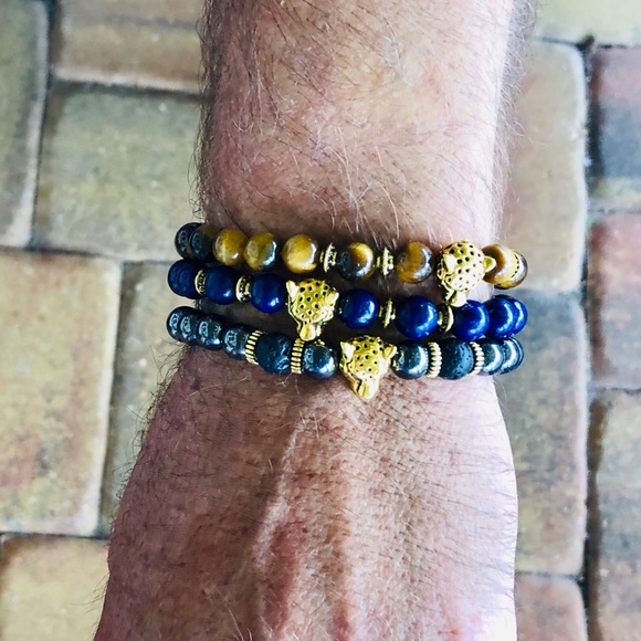 Men’s Lapis Lazuli Gold Spiritual Beads - Picture 8 of 8